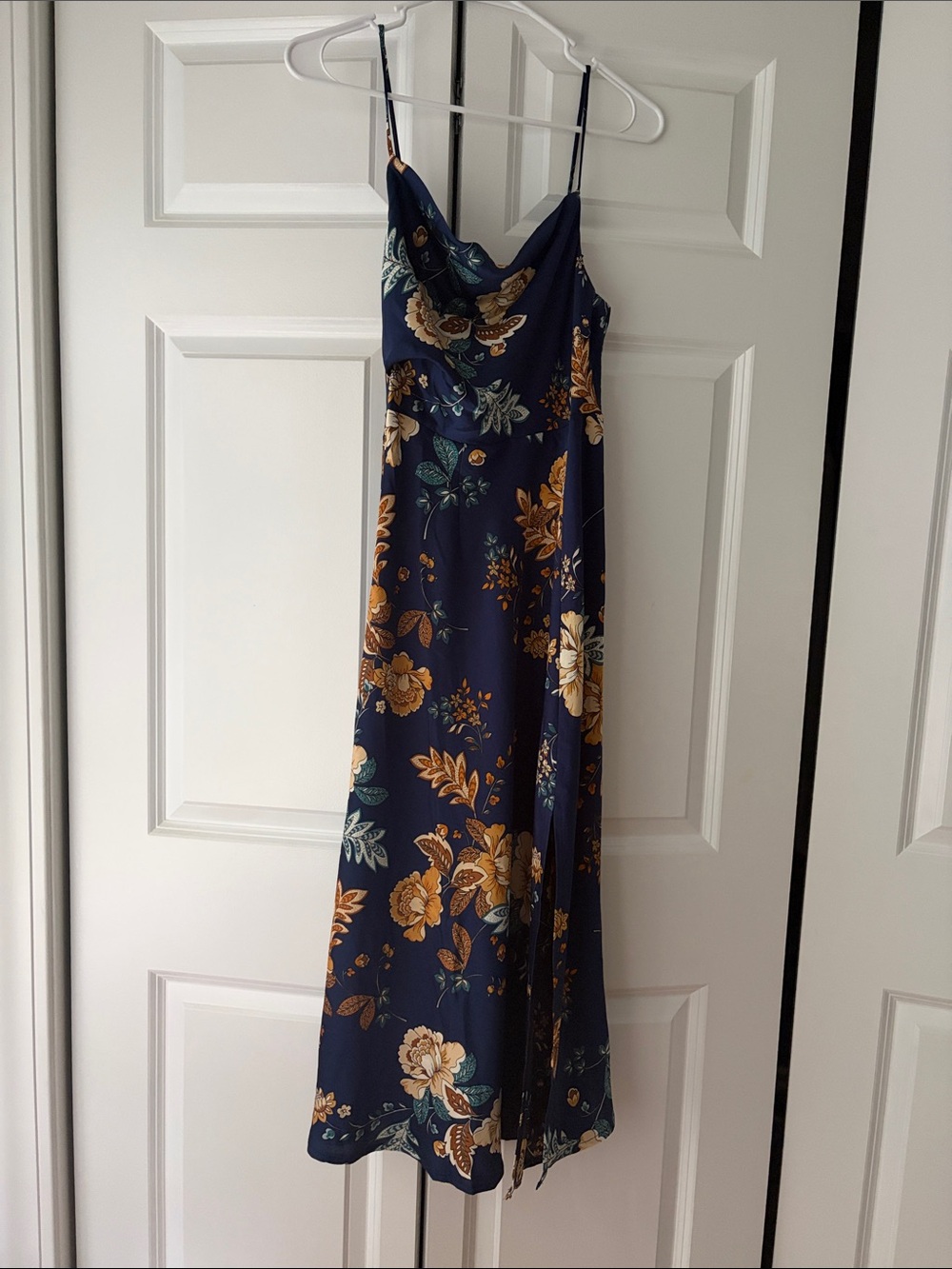 Petal & Pup Navy Maxi Dress with Gold Floral Print